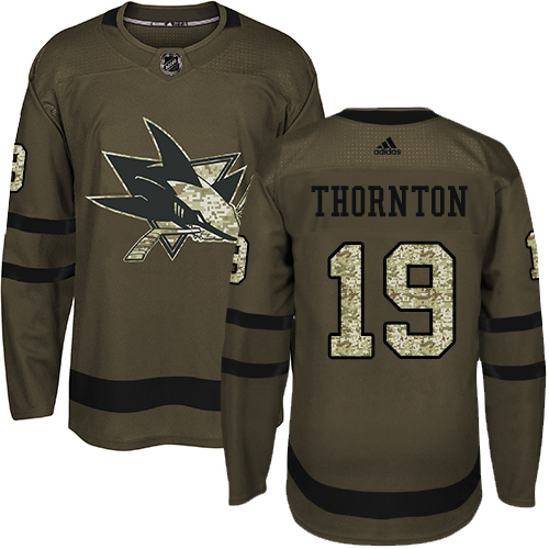 Adidas Sharks #19 Joe Thornton Green Salute to Service Stitched NHL Jersey